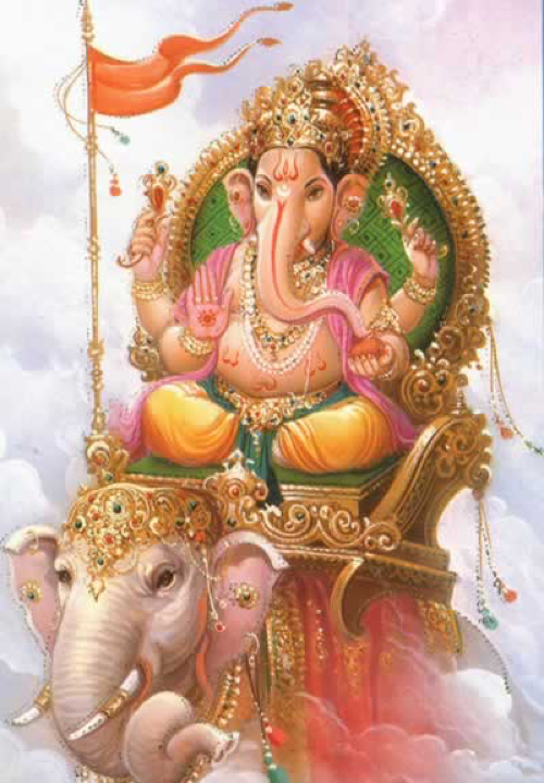Ganesha montado en su Elefante Sagrado
