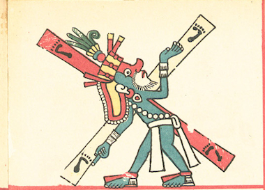 QUETZALCOATL CARGANDO LA CRUZ